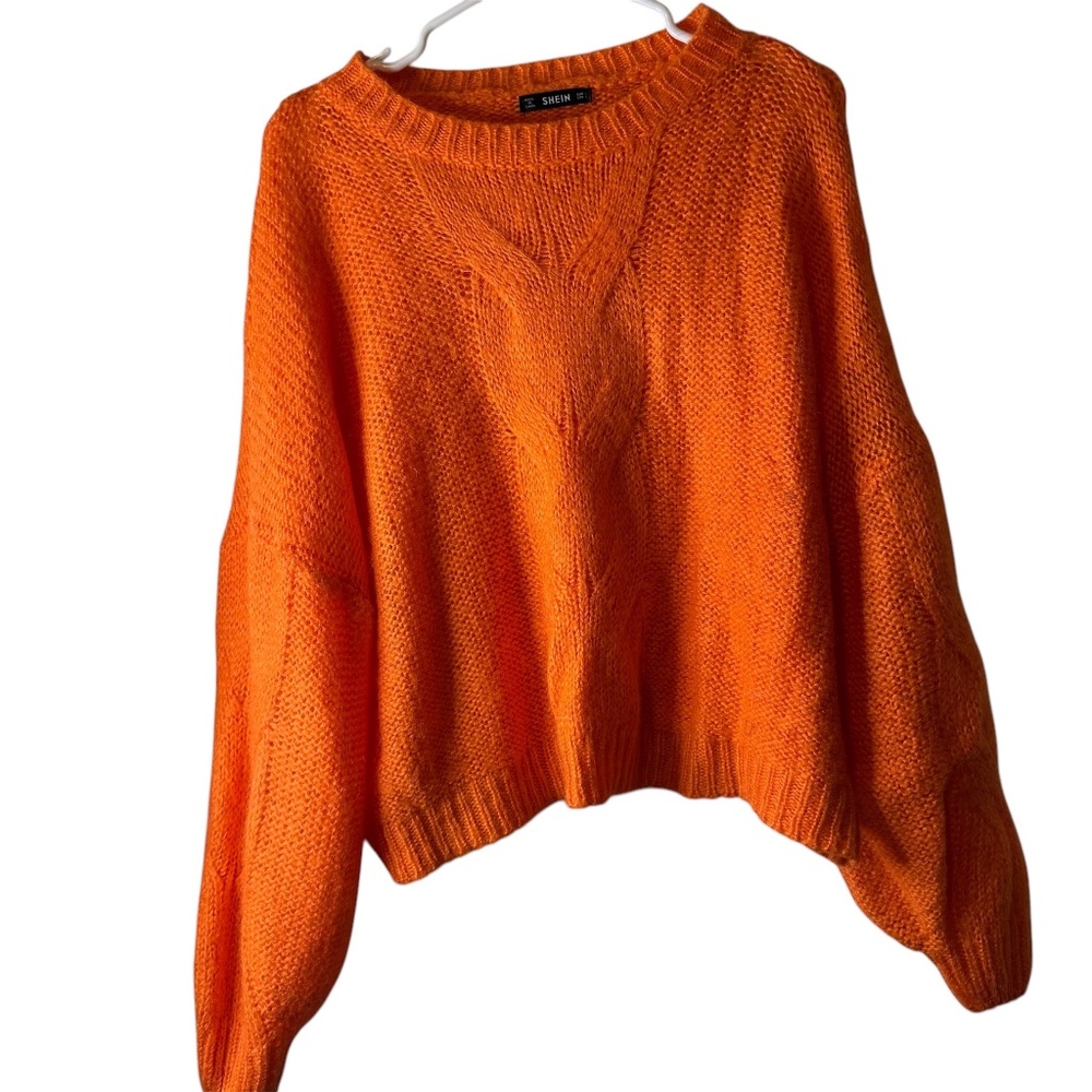 SHEIN Orange Mock Neck Drop Shoulder Sweater (L)